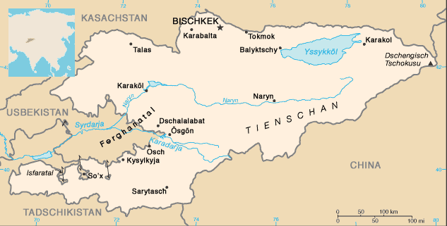 Mapa Kirgizistán